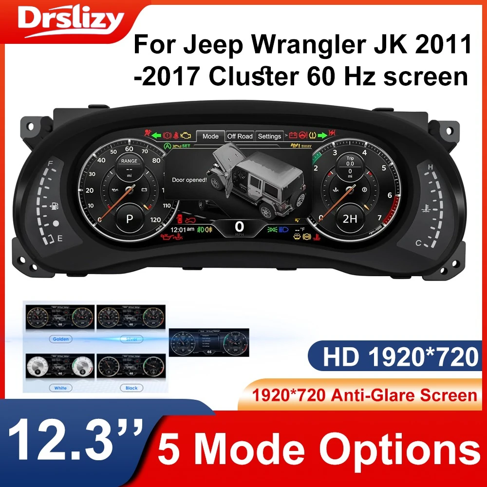 

Digital Instrument Cluster Display for Jeep Wrangler JK 2011-2017 Speedometer Upgrade,12.3”HD screen 1920*720 OTA Upgrade