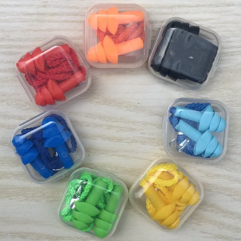 1Box Swimming Earplugs Outdoor Work Noise Reduction Earplug Silicone Soft Ear Plugs Protective for Sleep