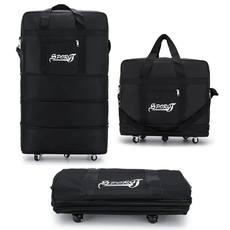 Folding  Expandable Travel Bag Waterproof Oxford Large Capacity Men Suitcase Bag Women Travel Luggage Bag With Wheels