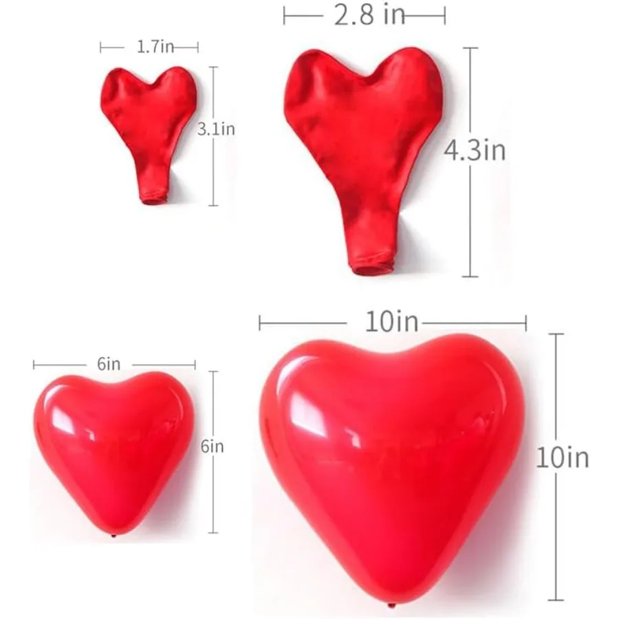 50 10inch Red Color Heart shaped Latex Balloons for Valentines DayPropose Marriage Wedding Party