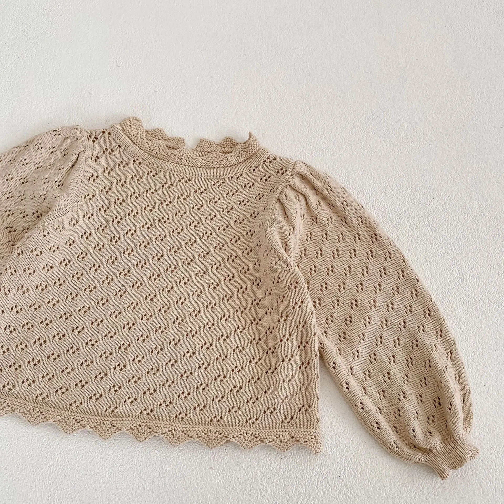 Kleinkind Mädchen Pullover stricken Herbst Kinder Baby lose Pullover stricken Winter ausgehöhlt Baby Mädchen Kleidung rund Kinder Baby außen – Detail 3