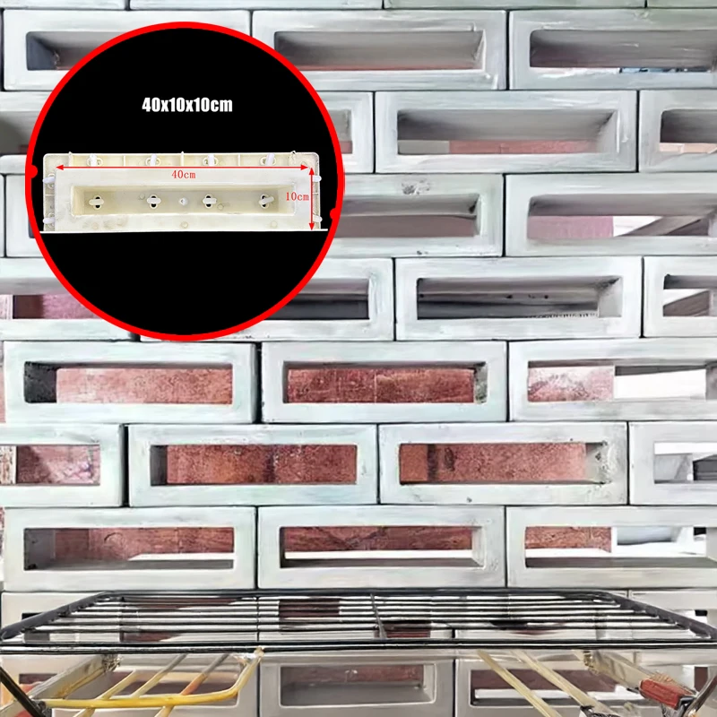 Square Hole Double-Sided Hollow Cement Brick Mold 40 * 10 * 10Cm Partition Background Wall Hollow Brick Concrete Precast Brick
