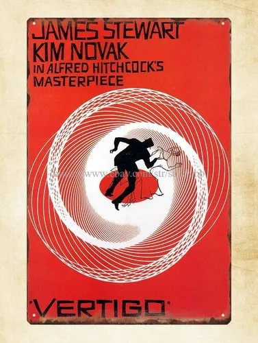 Póster de la película Vertigo, cartel de metal Saul Bass, placa decorativa de aluminio