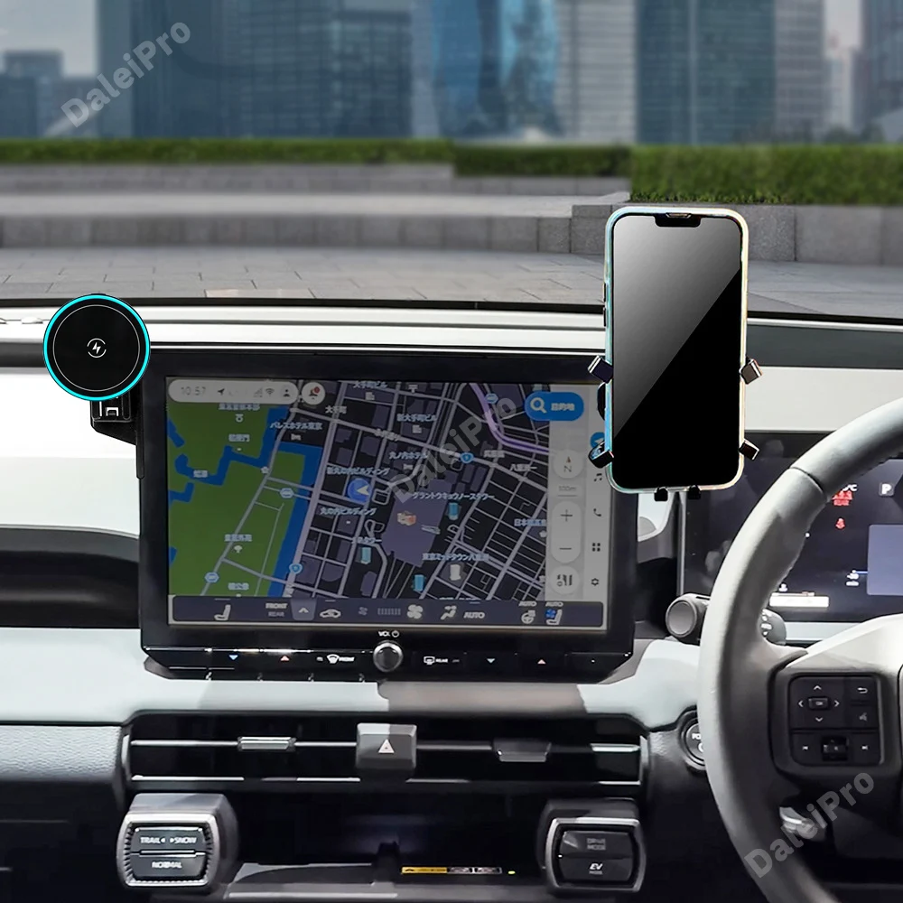 

Держатель для двух телефонов с беспроводной зарядкой для Toyota RAV4 2026-2027, крепление на экран, Qi-зарядка, фиксированная база, для праворульных и леворульных автомобилей