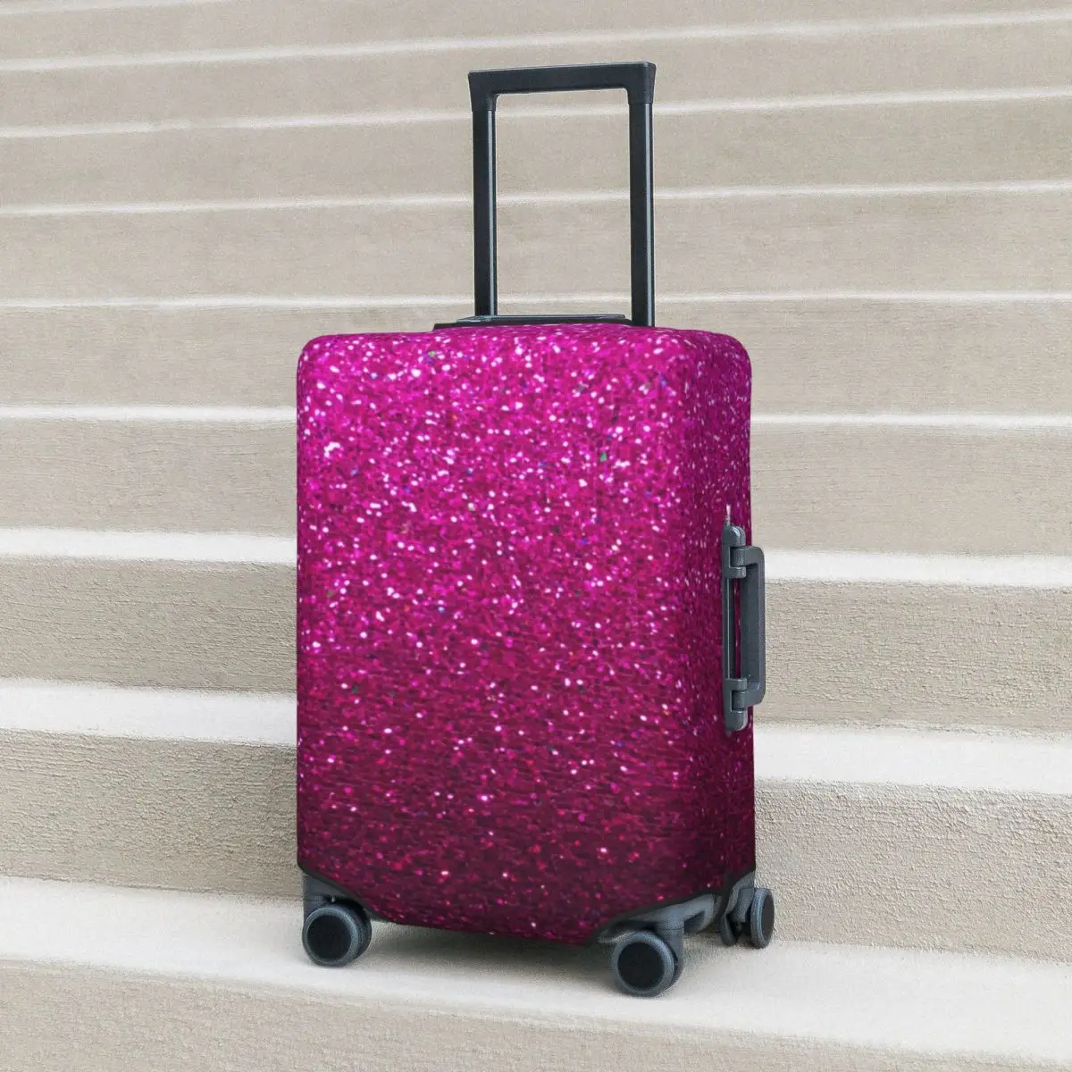 

Metallic Glitter Print Suitcase Cover Pink Ombre Sparkles Fun Travel Protector Luggage Case Flight