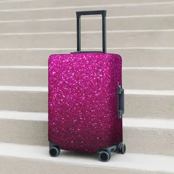 Capa de mala com estampa de glitter metálico rosa ombre brilhos divertido protetor de viagem capa de bagagem voo