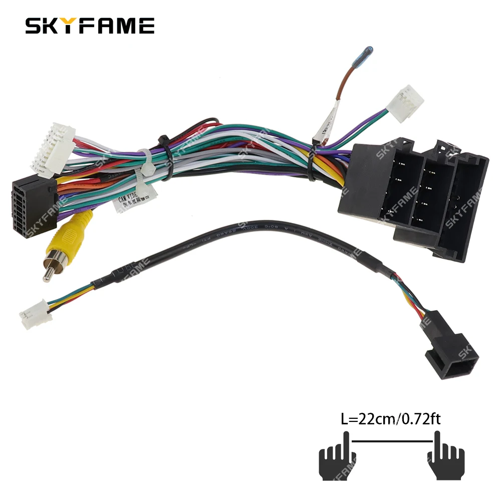 SKYFAME Car 16pin Wiring Harness Adapter Canbus Box Decoder Android Radio Power Cable For Baojun RS-3 RS3