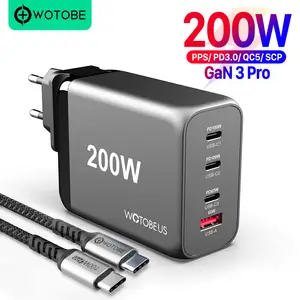 240W GaN 2 Pro USB-C Fast Charger, WOTOBE 5-port PD100W PPS 65W 45W QC4.0  for iPhone 14 MacBook Samsung HP Dell Mibook Laptops - AliExpress