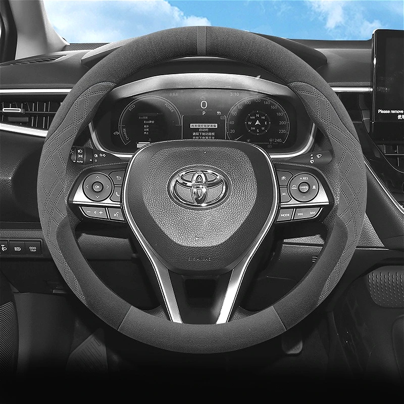 New Suede Car Steering Wheel Cover 38cm For Toyota Corolla Fortuner Sequoia Auris Avensis Celica Rav4 4Runner C-HR Accessories