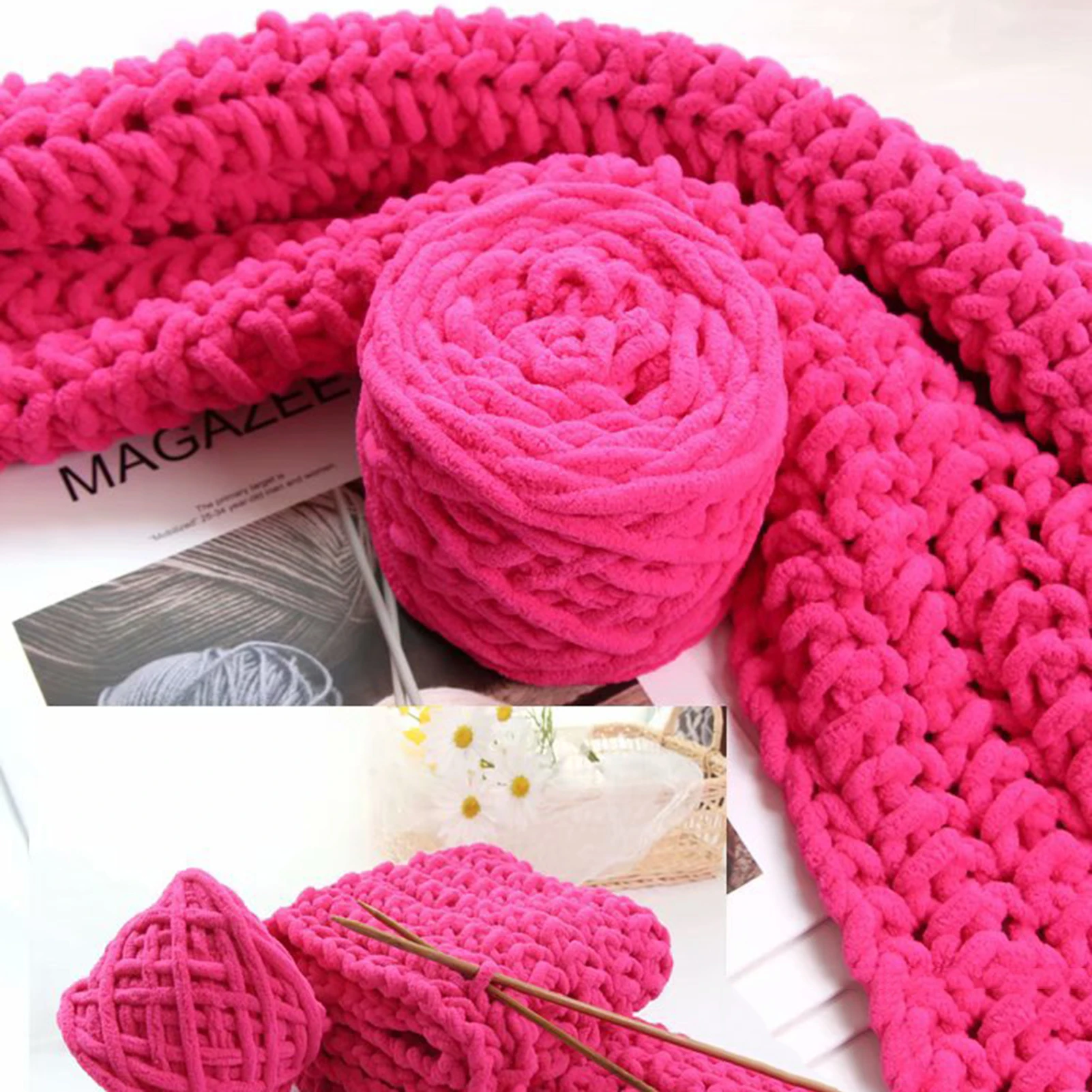 Chunky Chenille Yarn Soft Thic - đánh giá và giá Throw Blanket Chunky Knit