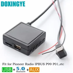 DOXINGYE AUX USB Bluetooth Music Module with Microphone Bluetooth Handsfree CD Changer Adapter for Pioneer Radio IPBUS P99 P01
