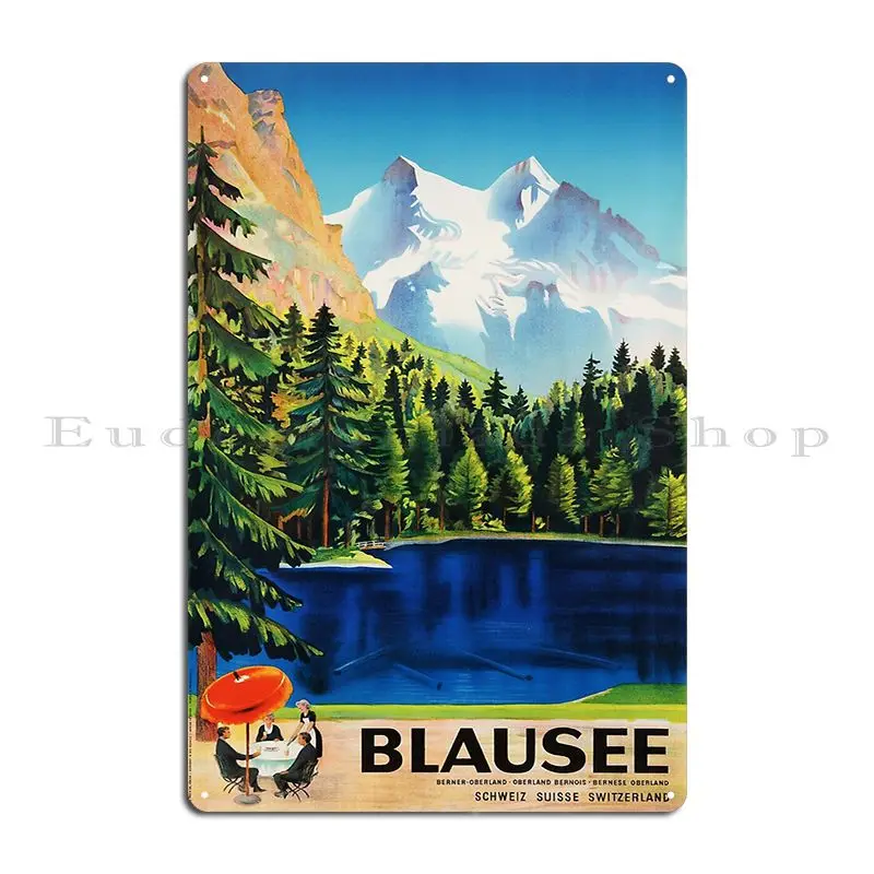 Blausee Lake Bernese Oberland Switzerland 1934 Otto Baumberger Old Europe Metal Plaque Poster Personalized Tin Sign Poster