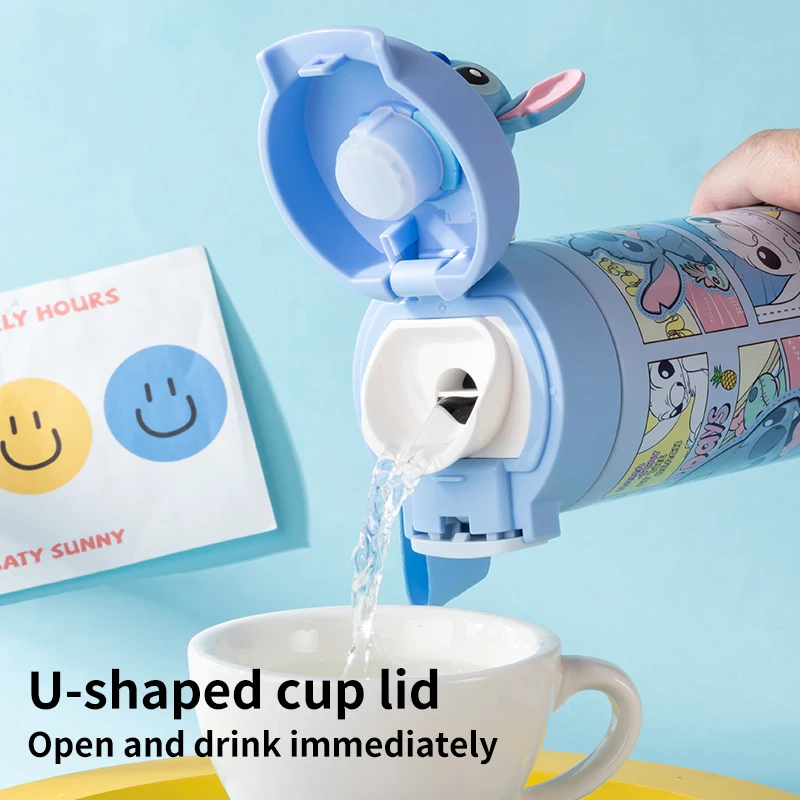 زجاجة مياه رياضية معزولة من الفولاذ المقاوم للصدأ على الوجهين للأطفال من ديزني للاستخدام المدرسي للطلاب