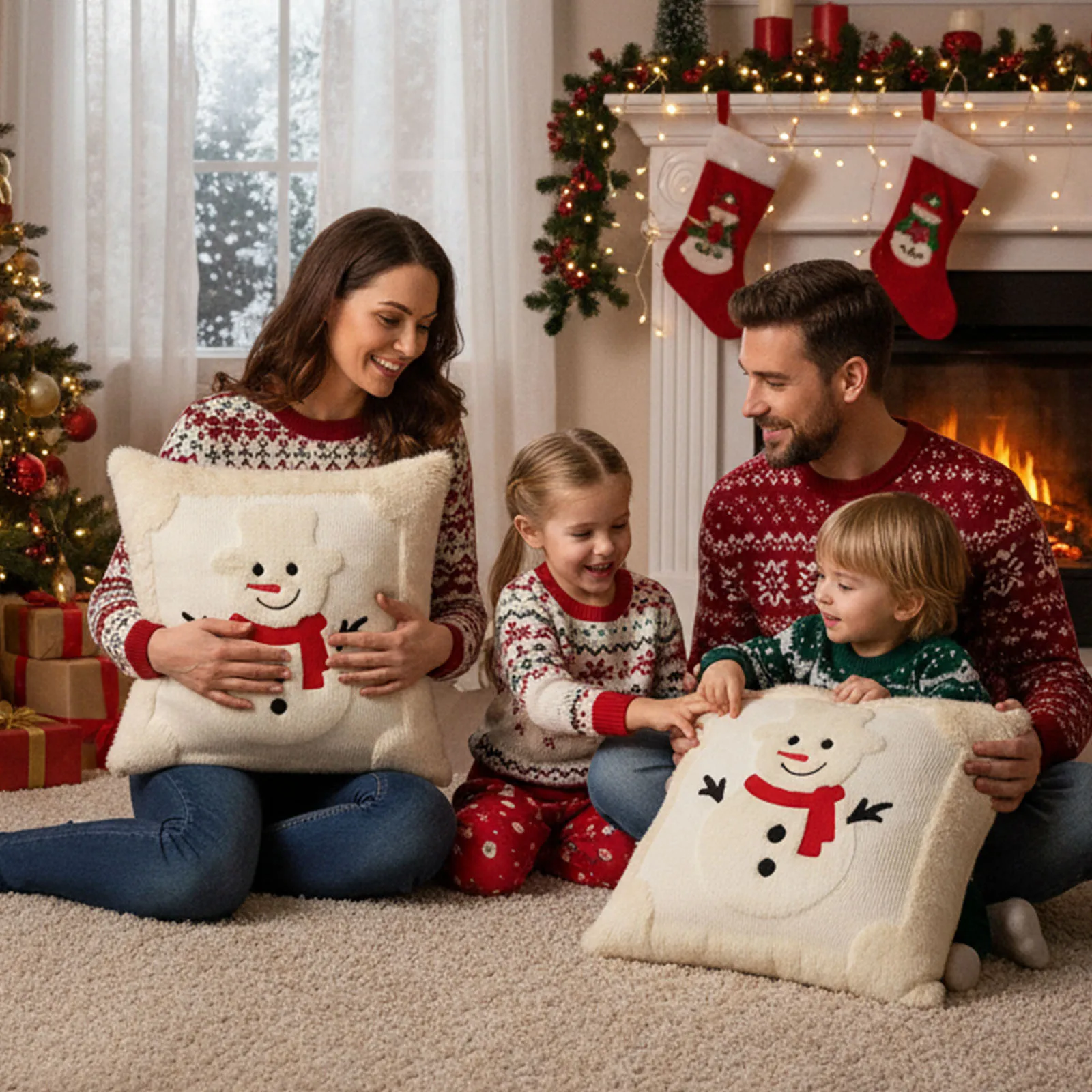 Paquete de 2 fundas de almohada navideñas de piel sintética de conejo, fundas de almohada decorativas de 45x45 para sofá y cama