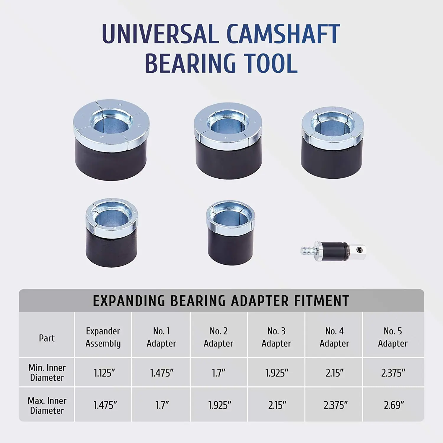 Cam Bearing Removal Installation Tool Set Camshaft Bearing Tool Kit with 1-1/8-2-2/3 Inch Adapters,Most Domestic Import Vehicles