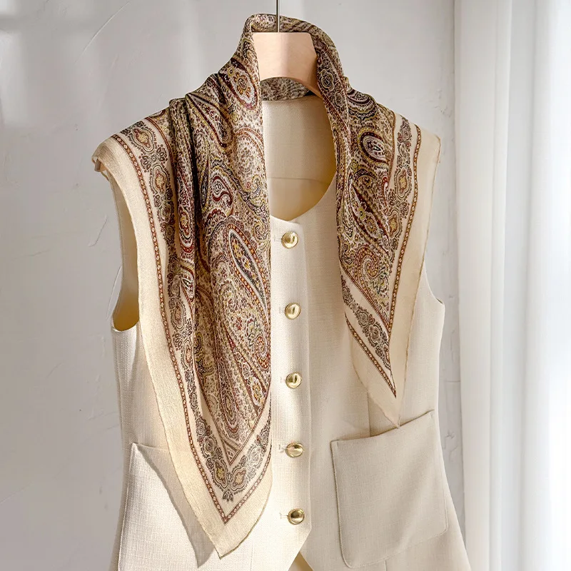 100% Natural Real Silk Scarf Women Bandana Square Scarves Wrap Kerchief Mulberry Fashion Summer Beach High Quality Hijab foulard