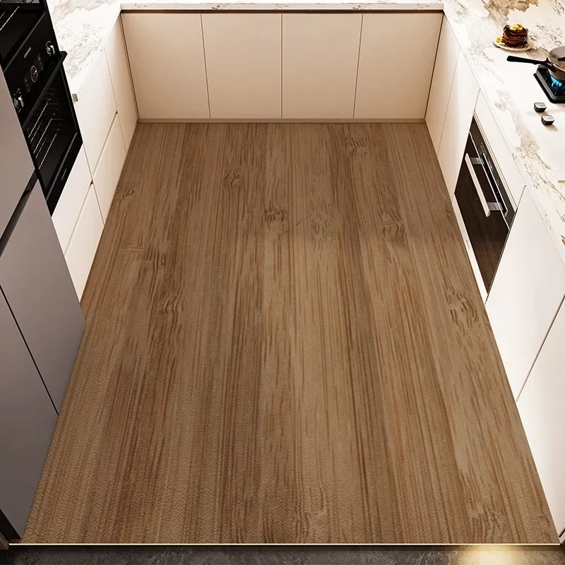 Wooden Board Kitchen Floor Mat Oil-proof Waterproof Easy-care PVC  Home Washable Soft Carpet Simple Balcony Rug Ковер Tapis 러그