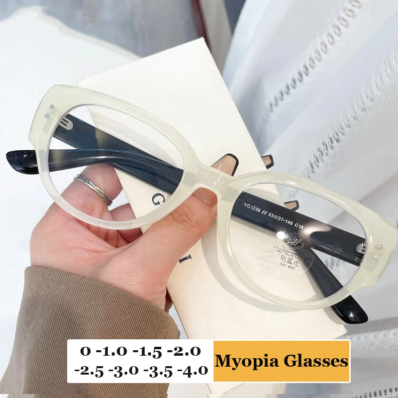

Finished Women Men Myopia Glasses Luxury Trend Cat Eye Square Near Sight Eyeglasses Finished Minus Eyewear Diopter 0 TO -4.0