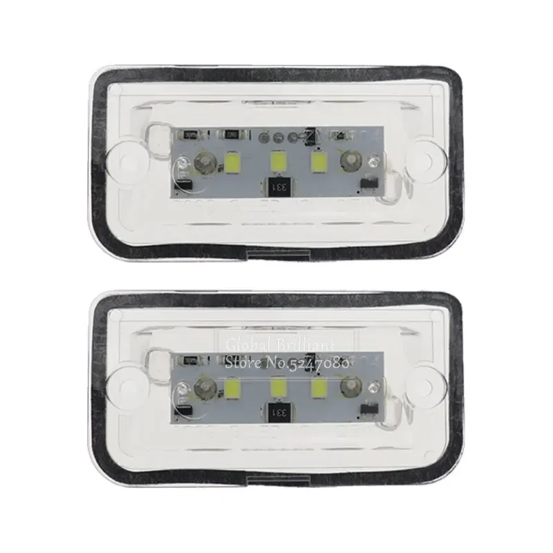 Pair White Car LED Number License Plate Lights Lamps ABS For Mercedes-Benz C W203 Sedan CLK W209 A209 C209 SL R230