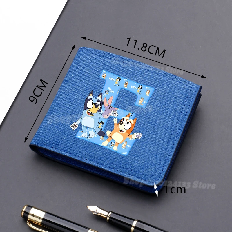 Portamonete pieghevole Bluey Bingo Chilli Letters AZ Portafoglio con stampa di cartoni animati anime Uomo Donna Ufficio Portatile Soldi Carta di credito Mini borsa