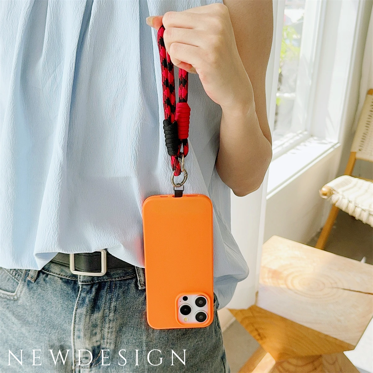 Grid Mobile Phone Lanyard Hanging Decoration Can Be Carried Twist Rope Anti-loss Pendant Fashion Strong Wrist Short Straps Band