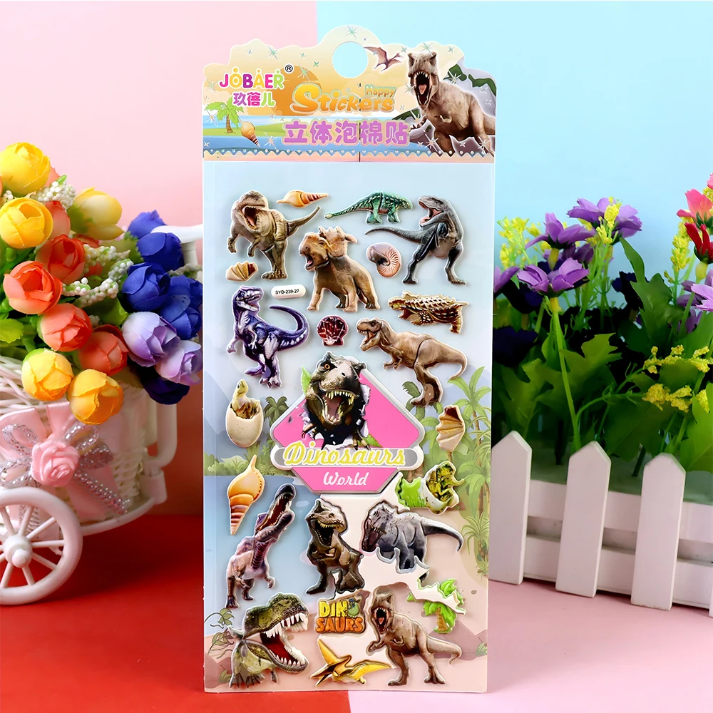 4 Uds. De pegatinas de dibujos animados hinchadas 3D de animales de dinosaurio geniales, bricolaje, cuenta de mano, pegatina decorativa de burbujas para guitarra, suministros divertidos para juegos de fiesta