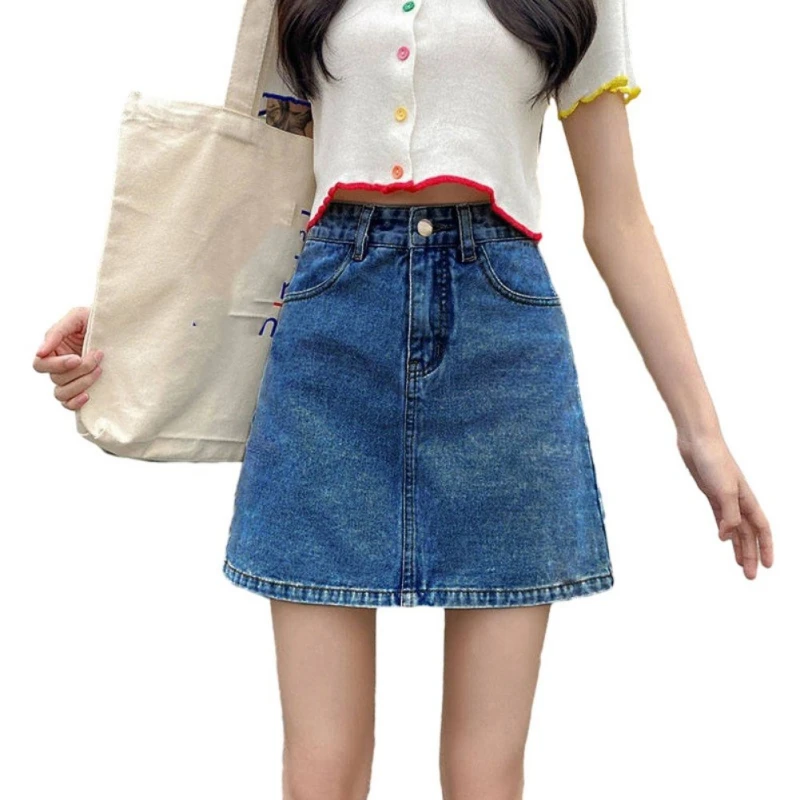 Summer Denim Short Skirt For Girls Sexy Slim High Wiast Wrap Hip Mini Skirts Teen Women Korean Chic Pockets Shorts Jeans Skirt