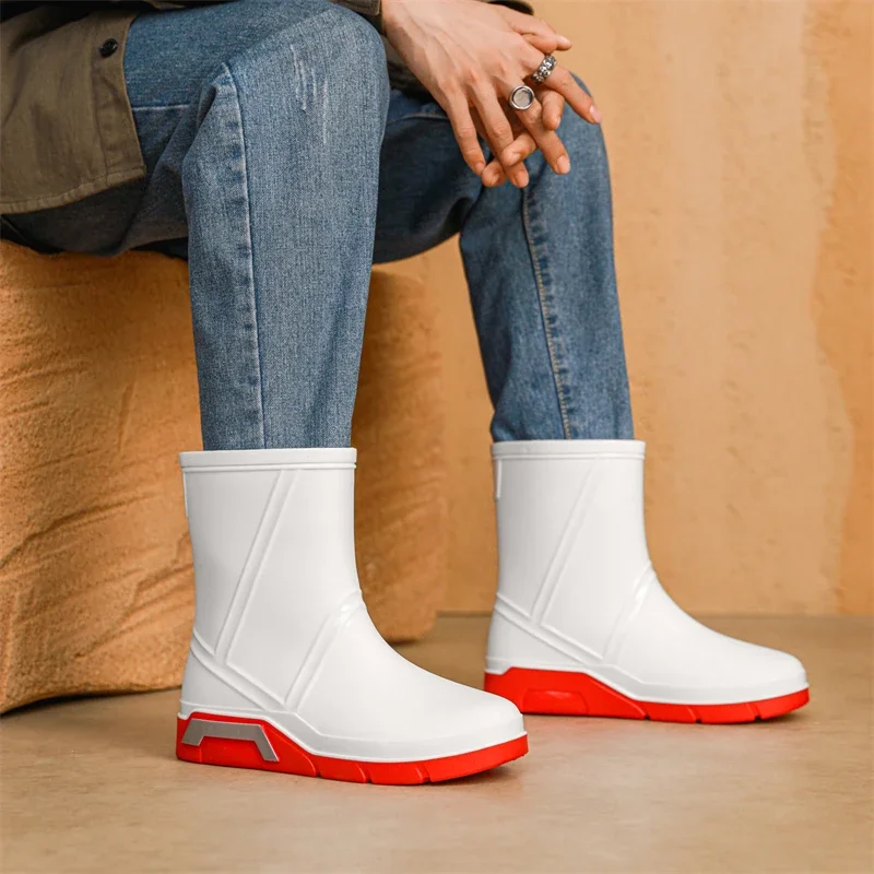 

Мужские зимние непромокаемые хлопковые резиновые сапоги Thiened Fce на подкладке, противоскользящие кухонные ort Water oes, прочная резиновая подошва