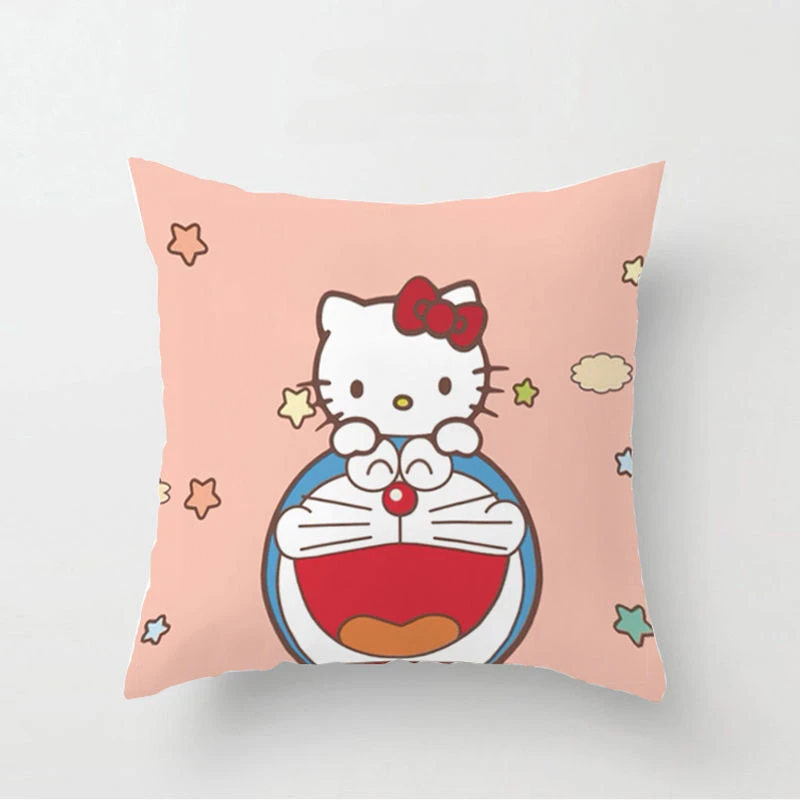 Hello Kitty Pillowcase Sanrio Cartoon Figure Kitty Print Sofa Pillow Case Room Decorations Double Sided Throwing Pillow Girl