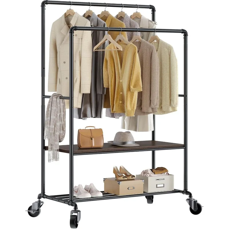 

Clothes Rack with Shelves, 39 Inch Garment Rack, 400lb Load Capacity, Sturdy Clothing Rack for Hanging Clothes