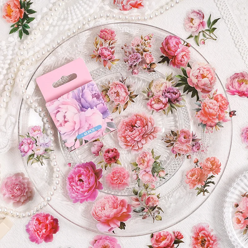 45 teile/los rosa Blumen aufkleber Hand Ledger DIY Material dekorative Aufkleber für DIY Tagebuch Scrap booking Planer Aufkleber