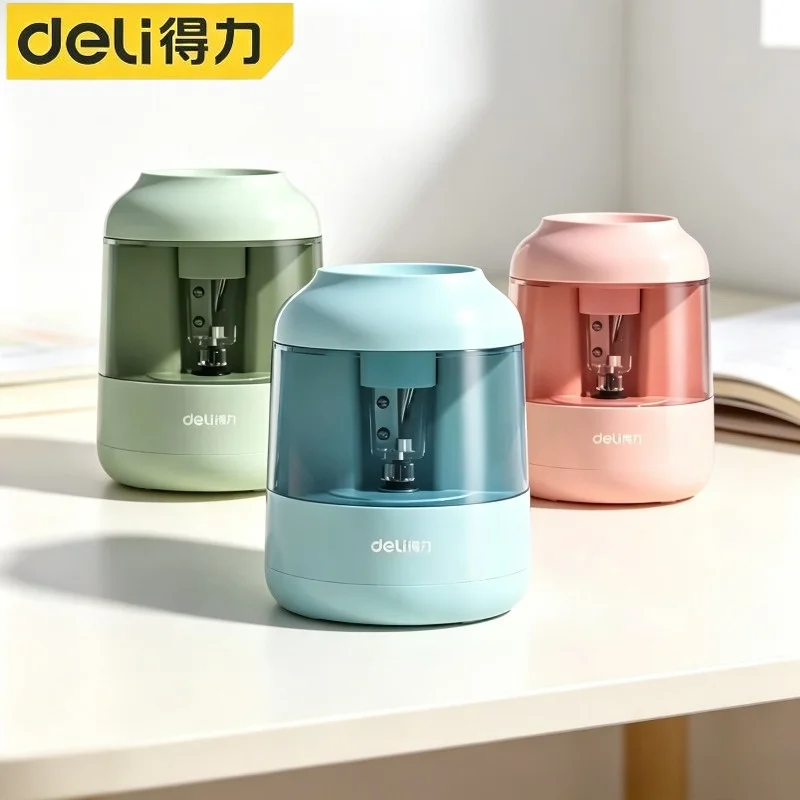 DELI Portable Automatic Electric Pencil Sharpener Battery Operated with Replaceable Tungsten Steel Blade for School Office Use