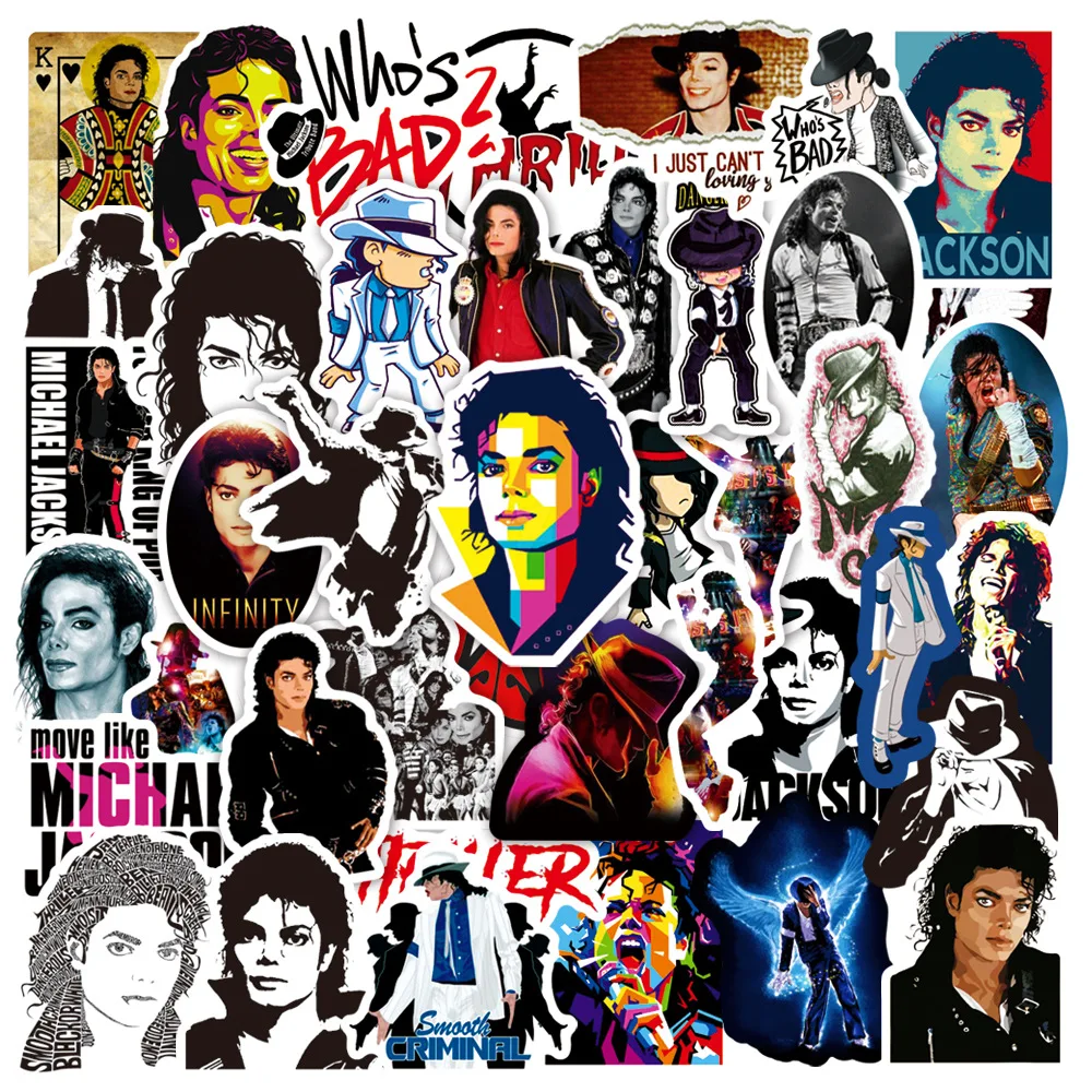50 Stück Michael Jackson Graffiti-Aufkleber für Wasserflaschen, Laptops, Telefone, Fahrräder, Gepäck, Skateboards, Kinder und Erwachsene