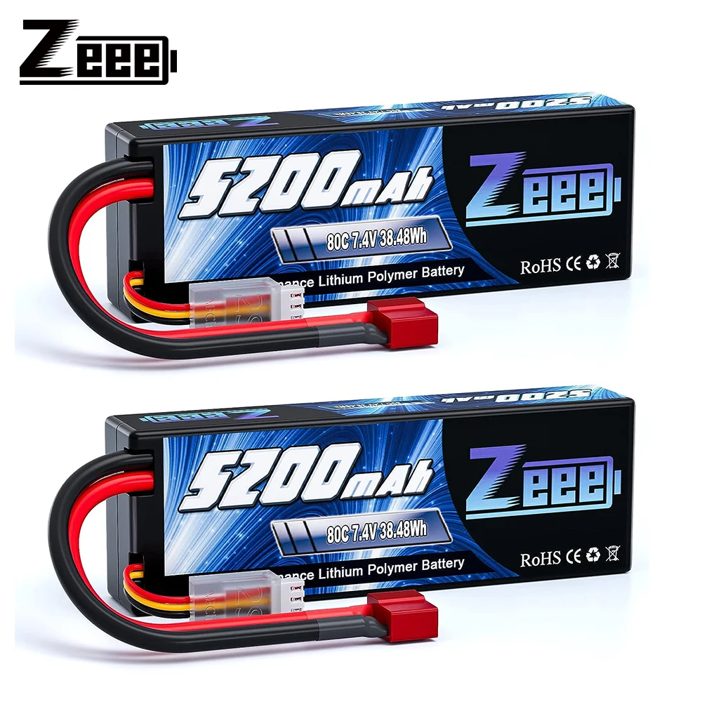 

1/2Pcs Zeee 2S 5200mAh Lipo Battery 7.4V 80C With Deans Plug Hardcase for RC Car Truggy Buggy Tank Helicopter FPV Drones RC Part