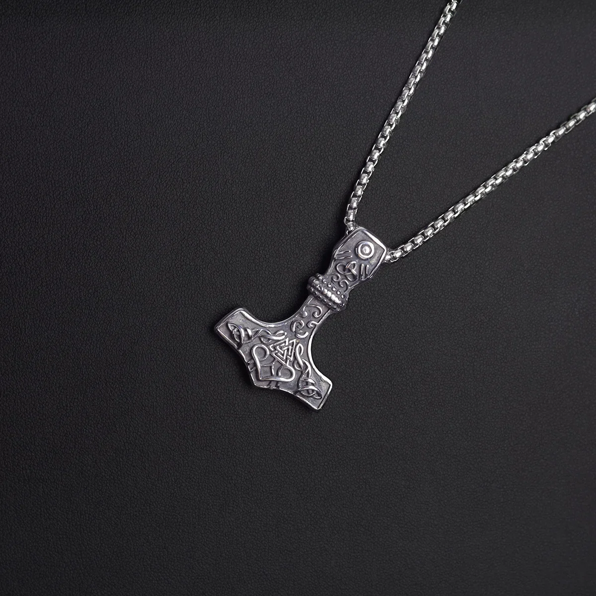 Dropshiping Huge Wolf Thor hammer necklace Mjolnir Viking Amulet Hammer Pendant Norse Jewelry with stainless steel chain