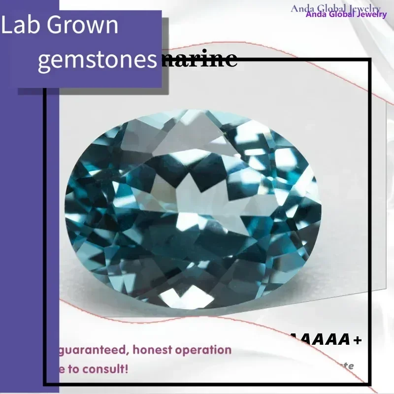 

L-Lab Grown Sapphire Oval Cut Aquamarine Color Quality Pendant Gemstones for Charms Jewelry Making Selectable AGL Certificat