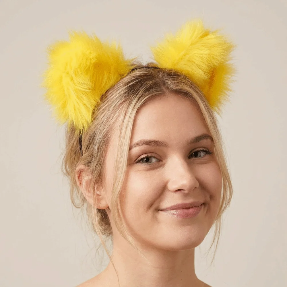 Animal Cat Ears Headband Artificial Gothic Lolita Ears Headwear Furry Reusable Cosplay Headband Adults