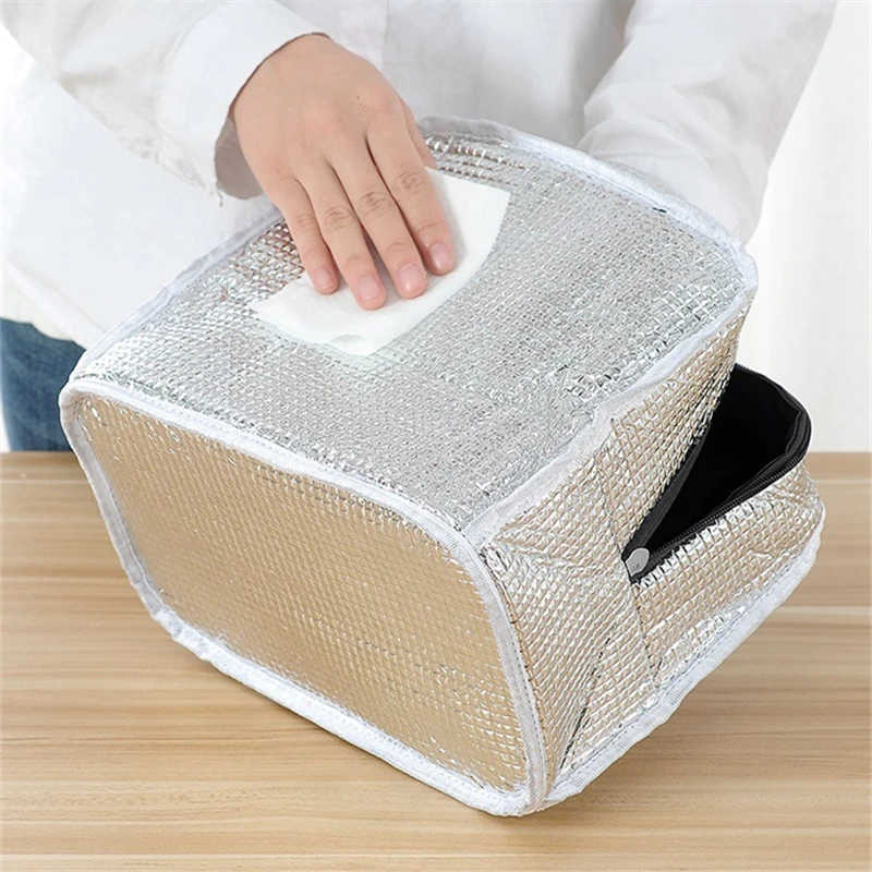 Japanese Style Small Daisy Lunch Bag Portable Thermal  Students Bento Bag Aluminum Foil Cooler Bag with Zipper for Office Worker