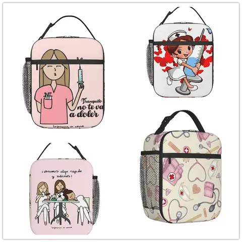 Enfermera Enapuros 의사 간호사 점심 가방, 여성 남성 사무실 학생 도시락 보관 절연 가방, 두꺼운 절연 도시락 가방