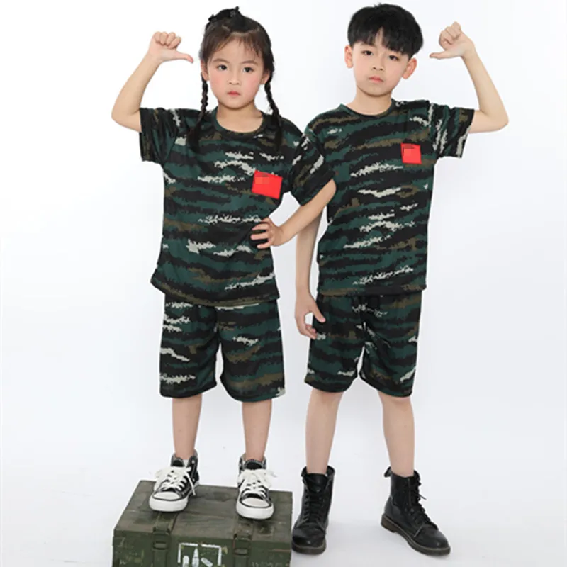 Children's T-shirts, shorts, summer camouflage clothing, kindergarten sports meet performance clothing, elementary school milita