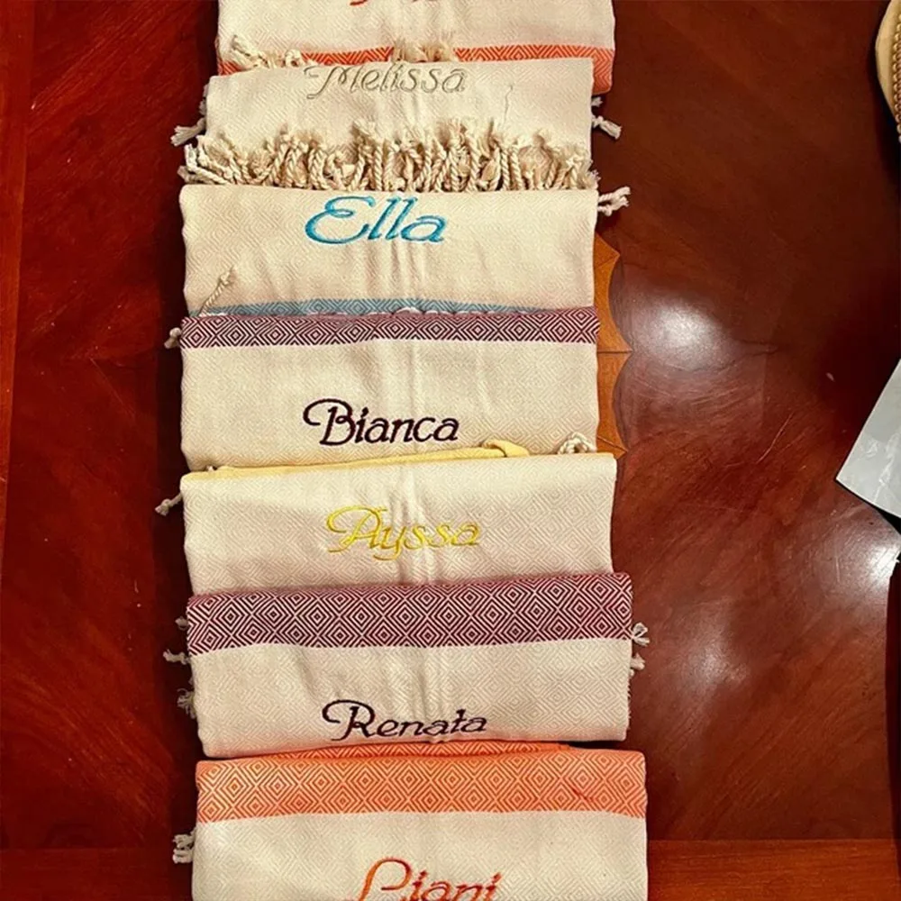 Personalized Beach Towel Name Embroidered Türkiye Beach Towel Birthday Gift Wedding Favorite Bridesmaid Gift Towel