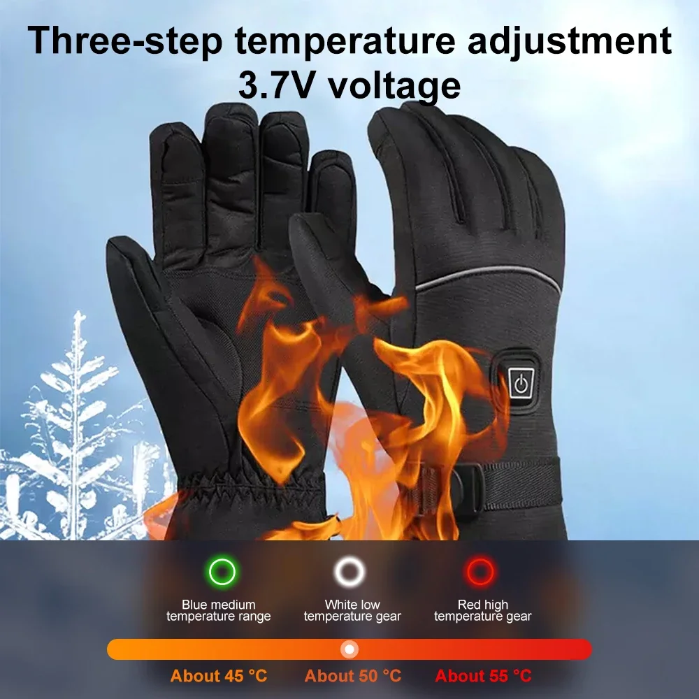 قفازات دراجة نارية مقاوم للماء موتو ساخنة Guantes شاشة تعمل باللمس بطارية تعمل بالطاقة دراجة نارية سباق قفازات ركوب الخيل لفصل الشتاء #3