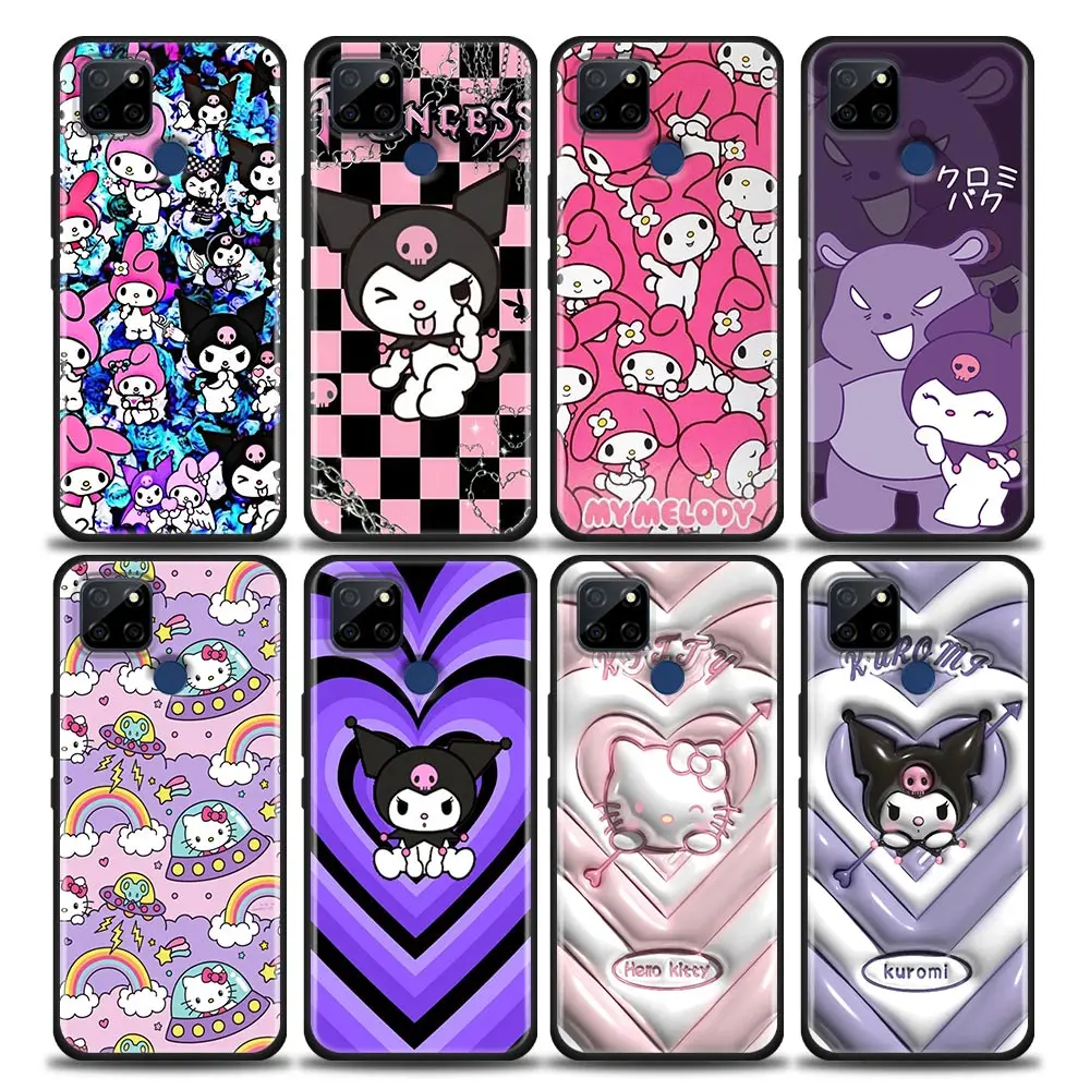 Cat K-Kuromi M-Melody Phone Case For OPPO Realme X50 XT X 11 10 9 9I 8 8I 7 6 Pro Plus 5G TPU Case Funda Coque Shell Capa Cover