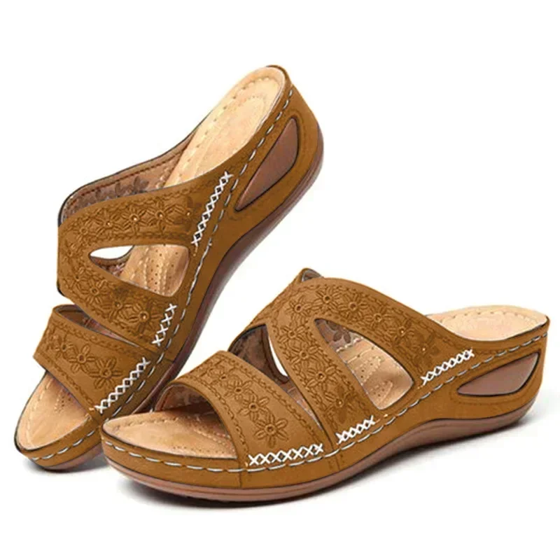 Sommer 2026 Damen-Sandalen mit offenen Zehen, Retro Rutschfeste Leder-Freizeitsandalen, Modische Vielseitige Damensandalen – Detail 34