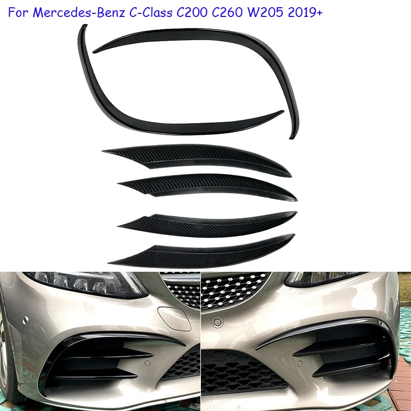 

Car Front Bumper Wind Knife Grille Trim Cover Fog Lamp Strip Stickers For Mercedes Benz C Class W205 C180 C200 C260 2019 2020+