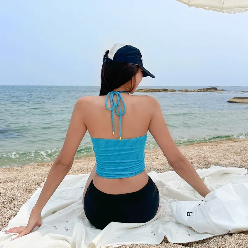 Ein Bikini-Badeanzug mit hoher Taille für Damen, Ins Sle, sexy, kleine Brust, vertuschen, luxuriös, Vaion Hot Spring Soaking e Sepa...