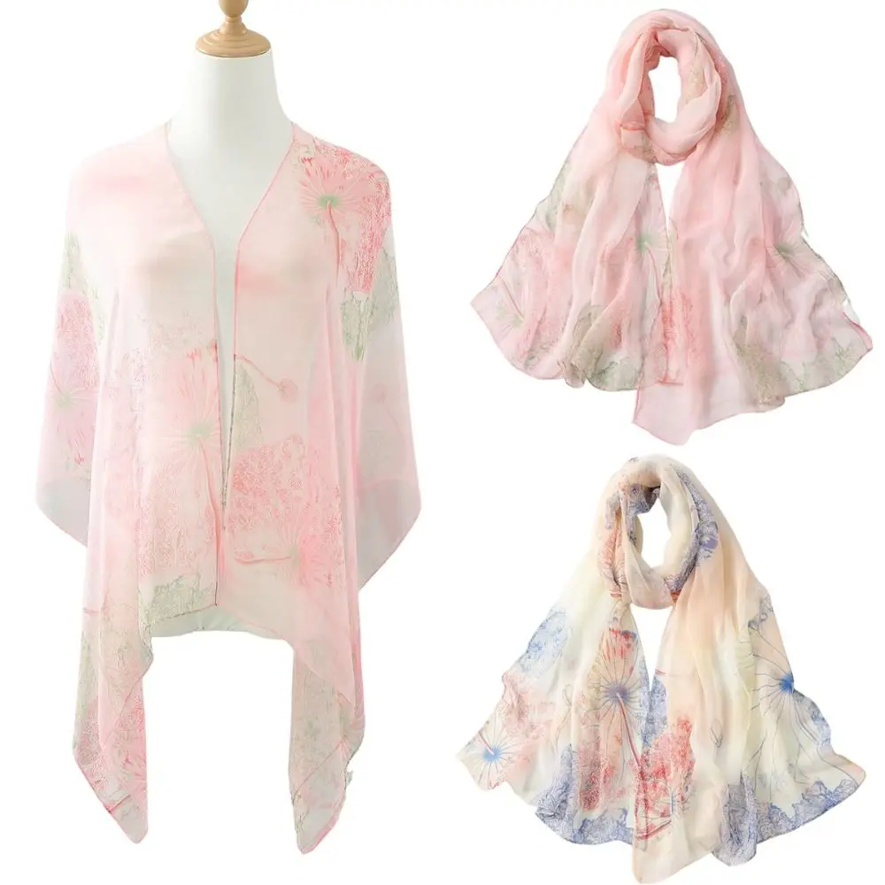 Moda lenço de seda bordado respirável suave longo envolve seda resistente ao sol bandana para mulher