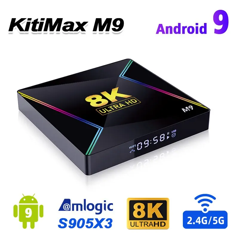 M9 smart tv box amlogic s905x3 android 9,0 8k 4gb ram 128gb rom dual wifi media player google player