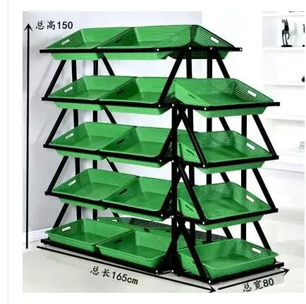 Vegetable supermarket commercial display rack rack fresh multi-layer metal rack fruit and vegetable