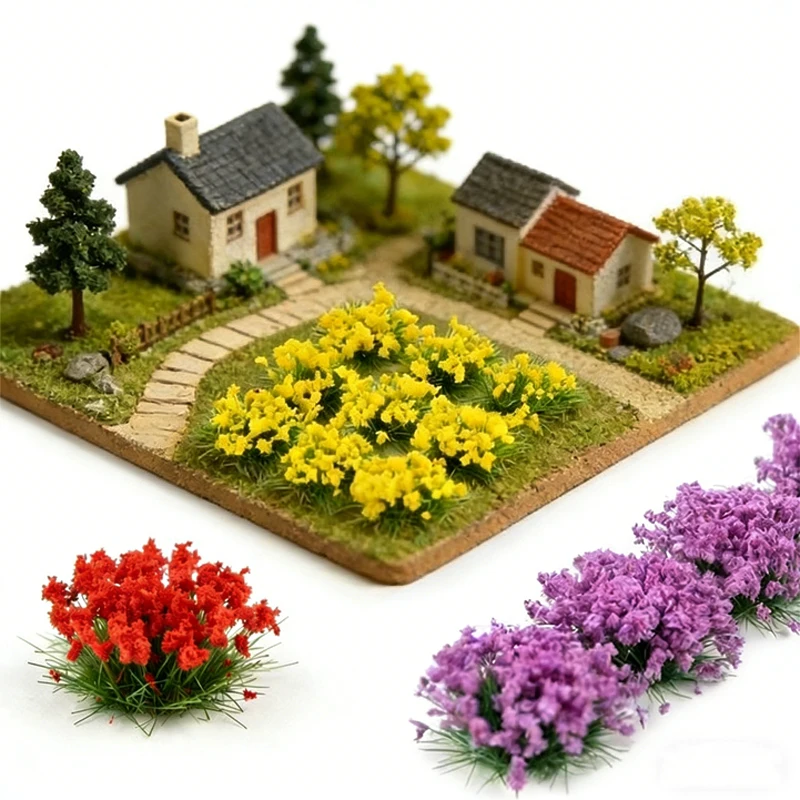6PCS Model Mini Flower Clusters for Micro Landscape, Simulation Flower Clusters,Diy Architectural Model Ornaments